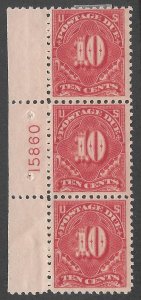 Doyle's_Stamps: MH/NH 10c Post Due Plate Number Strip, Scott #J65*/**