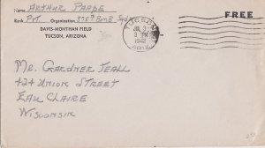United States Arizona Tucson 1942 machine  Soldier's Free Mail  Corner card...
