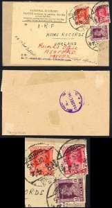 India 1945 OHMS on an Officially re-used envelope