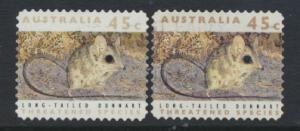 Australia SG 1331  Used pair different phosphors  perf 11½ Threatened Specie...