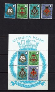 Ascension Island: 1973, Royal Navy Crests, (issue 5) , MNH set and M/Sheet