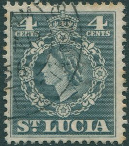 St Lucia 1953 SG175 4c grey QEII FU