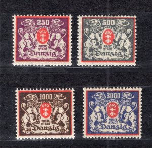 GERMANY DANZIG 1923 STATE WEAPON INFLATION ISSUE MICHEL 143-146 PERFECT MNH