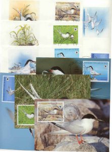 Benin 8 FDC/cards WWF/Birds 1989