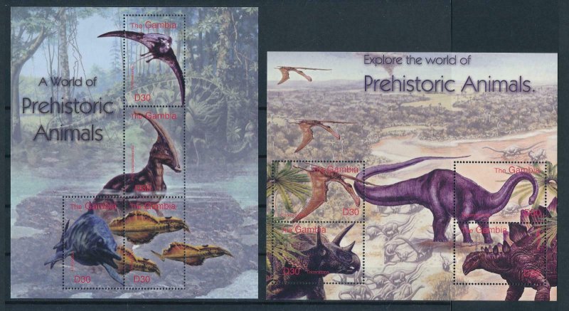 [106273] Gambia 2003 Prehistoric animals dinosaurs Triceratops 2 Sheets MNH