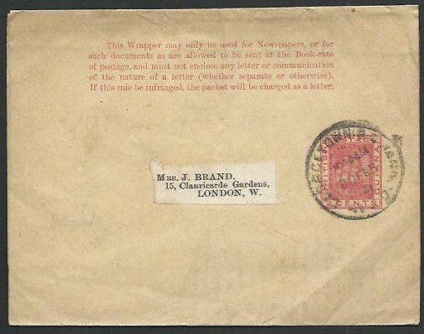 BR GUIANA 1900 2c newspaper wrapper used to London.........................61457