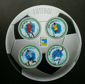 Guinea Bissau Football 2013 *Brasiliana Sport Games (ms) MNH *odd shape *unusual