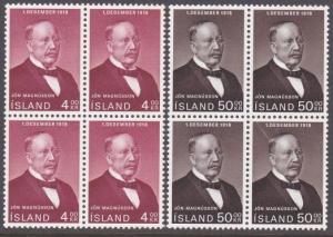 ICELAND 1968 Magnusson set blocks of 4 MNH..................................2471