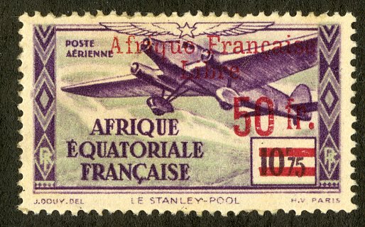 FRENCH EQUATORIAL AFRICA C15 MH SCV $12.00 BIN $5.50 AIRPLANE