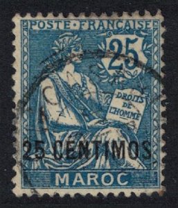 Fr. Morocco 25 Centimos Ovpt T2 1908 Canc SC#18 SG#21 MI#14