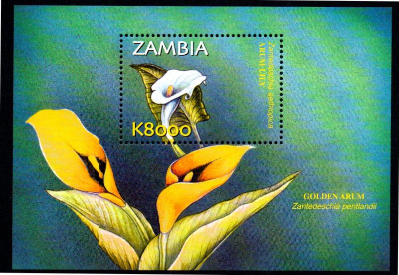 ZAMBIA 989, 991-992, 994 MNH S/S SCV $23.25 BIN $14.00 FLOWERS & MUSHROOMS