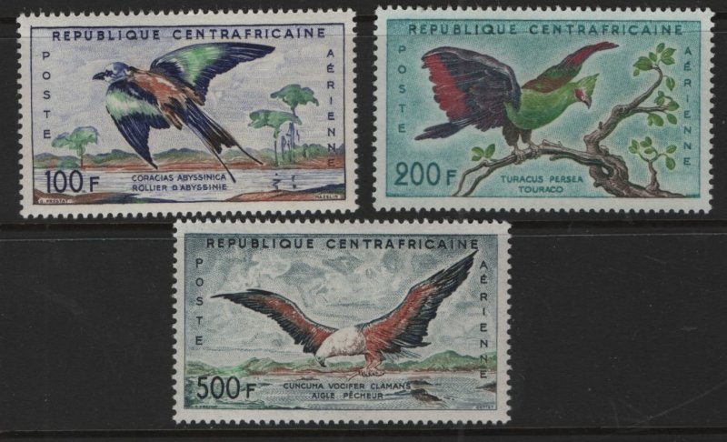 CENTRAL AFRICAN REPUBLIC, (3) SET, C1-C3, MNH, 1960, Bird types