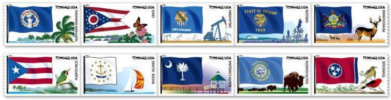 US 4322b Flags of our Nation forever PNC10 strip set #5 MNH 2011