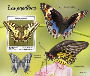 Central Africa - 2020 Butterflies on Stamps - Stamp Souvenir Sheet - CA200112b