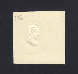 Scott #U92 Mint Cut Square, Cat $85.00