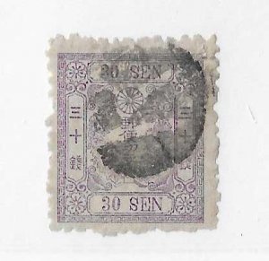 Japan Sc #49  30sen  used with a good cork cancel a small thin and a short perf