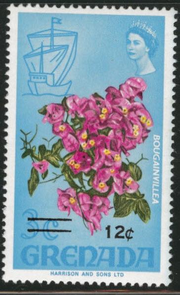 GRENADA Scott 464 MNH** 12c opt Bougainvillea 1972