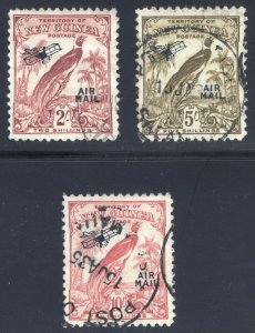 New Guinea 1932 2s-10s BIRD NO DATE AIR SG 200-202 Sc C40-C42 VFU Cat£193($252)