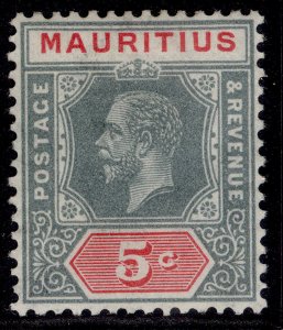 MAURITIUS GV SG227a, 5c grey & carmine, M MINT. Cat £14. DIE I