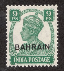 1943 Bahrain ovpt on India - Sc#40 - KGVI  - Green 9ps - MNH VF - cv$17