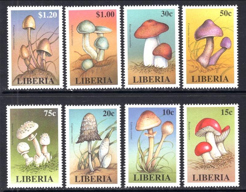 Liberia 1332-1339 Mushrooms MNH VF