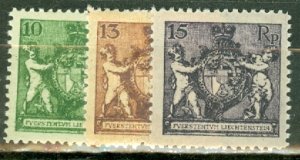 HO: Liechtenstein 55-61 perf 12.5 complete MNH CV $182; scan shows only a few