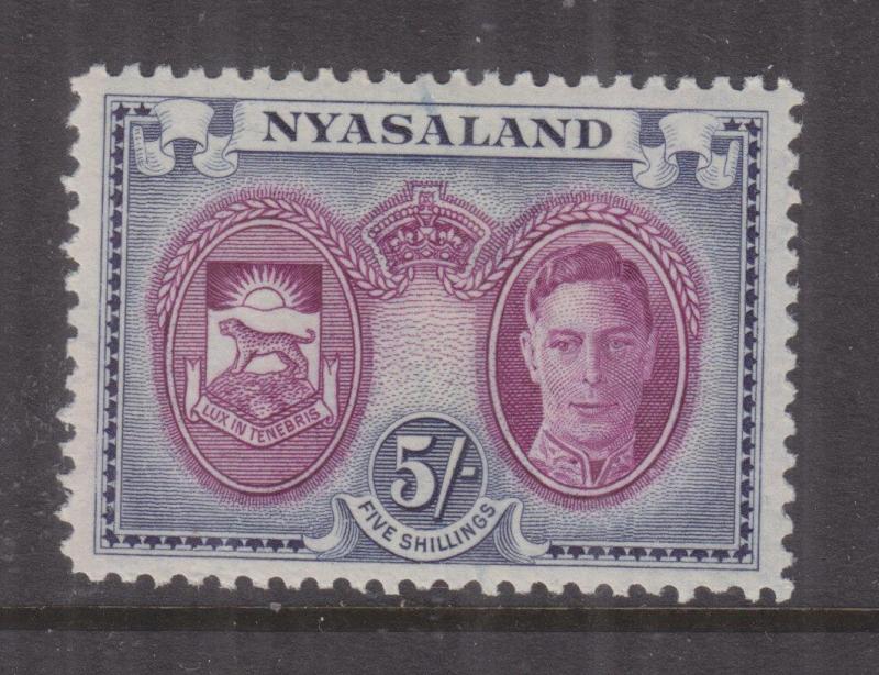 NYASALAND, 1945 KGVI 5s. Purple & Blue, lhm.