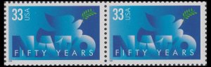 US 3354 NATO Fifty Years 33c horz pair MNH 1999