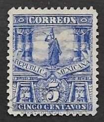 SE)1895 MEXICO CUAUTHEMOC STATUE FROM 5C SCT 247 WITH WMK WATERMARK. 152, USED