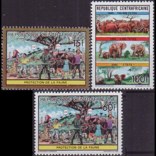 CENTRAL AFRICA 1991 - Scott# 976-8 Wildlife Set of 3 NH