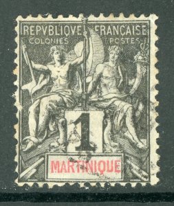 Martinique 1892 French Colony 1¢ Commerce & Navigation Scott #33 VFU D807