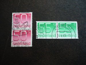 Stamps - Netherlands - Scott# 541,543 - 2 Used Pairs Stamps