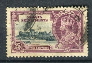 STRAITS SETTLEMENTS; 1935 early GV Jubilee issue used 25c. value