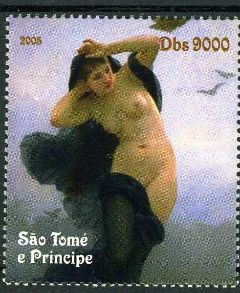 Sao Tome & Principe 2005 NUDE PAINTING BOUGUEREAU 1v Perforated Mint (NH)