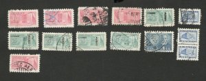 COLOMBIA - LOT OF 14 USED TAX STAMPS   (028)