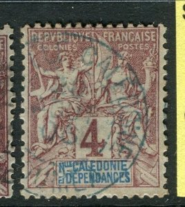 FRENCH COLONIES; NEW CALEDONIA 1890s Tablet type used 4c. value Postmark