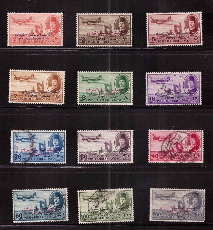 EGYPT Scott C53-64 Mixed MNH** and Used 1952 overprint airmail  set