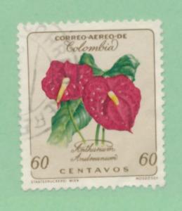 Colombia 1962 Scott C424 used - 60c, Flower, Anthurium Andreanum