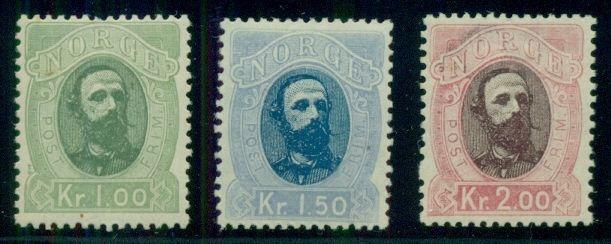 NORWAY #32-4 (34-6) 1kr-2kr Oscars, very fresh og, NH, VF, Facit $625.00