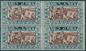 South West Africa 1938 1½d+1½d chocolate & blue-green SG107 MNH block x4