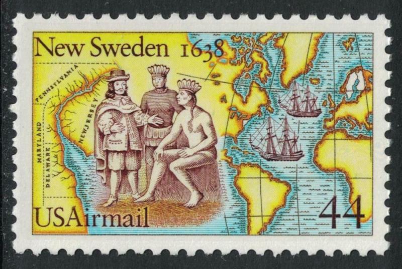 Scott C117- New Sweden, 1638- 44c MNH 1988- unused mint Airmail stamp