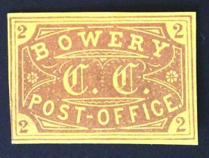 Bowery Post Office - New York City - Bogus A - b - Brown on Yellow