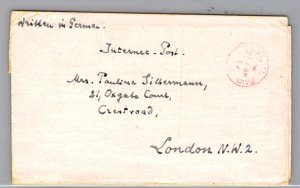 1942 Douglas Isle Of Man WW2 Onchan POW Internment Camp Cover To London England