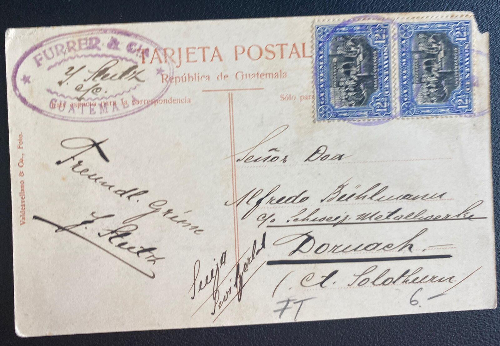 1920s Guatemala RPPC Postcard Cover To Darmach Germany Platanos River