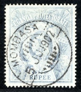 UGANDA (KUT) QV Stamp SG90 1r High Value (1898) Superb 1902 CDS Cat £70+ CBLUE50