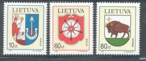 Lithuania Sc 497-9 1994 Coats of Arms stamp set mint NH