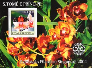 Sao Tome and Principe 2004 Butterflies/Orchids/Rotary International S/S (1) MNH