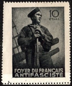 1937 Spain Civil War 10 Centimos Foyer du Francais Anti Fascist Militiaman