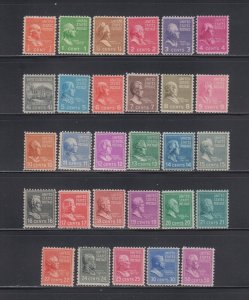 US, 803-831, MNH, F-VF, PREXIE, 1938 PRESIDENTIAL SERIES MINT NH, OG