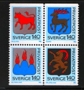SWEDEN 1356-1359 Bklt. Pane 5 each, (4) Set, MNH, 1981 Arms of Oster-gotland